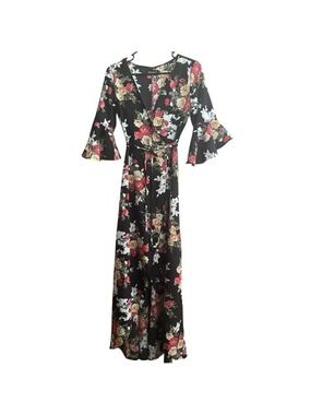 Women Floral Wrap Maxi Dress Small Medium